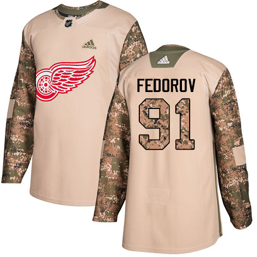 Adidas Red Wings #91 Sergei Fedorov Camo Authentic Veterans Day Stitched NHL Jersey - Click Image to Close